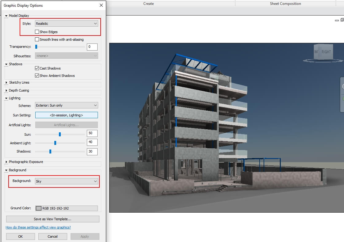 revit 3d presentation views