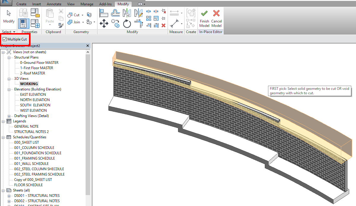 Edit Profile of curved wall in Revit